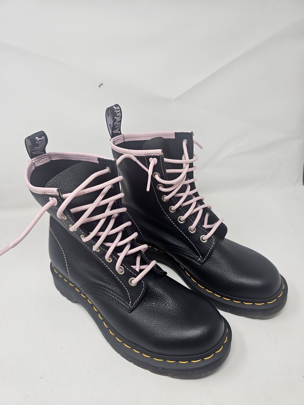 Dr. Martens-(WMNS) Dr. Martens 1460 Contrast Leather Lace Up Boots 'Black Pink. - Picture 2 of 12